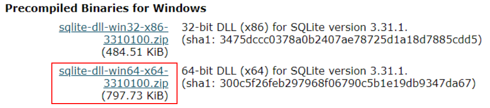 코더제로 유니티 데이터베이스 SQLite sqlite-dll-win64-x64-xxxxxxx.zip 파일 다운로드