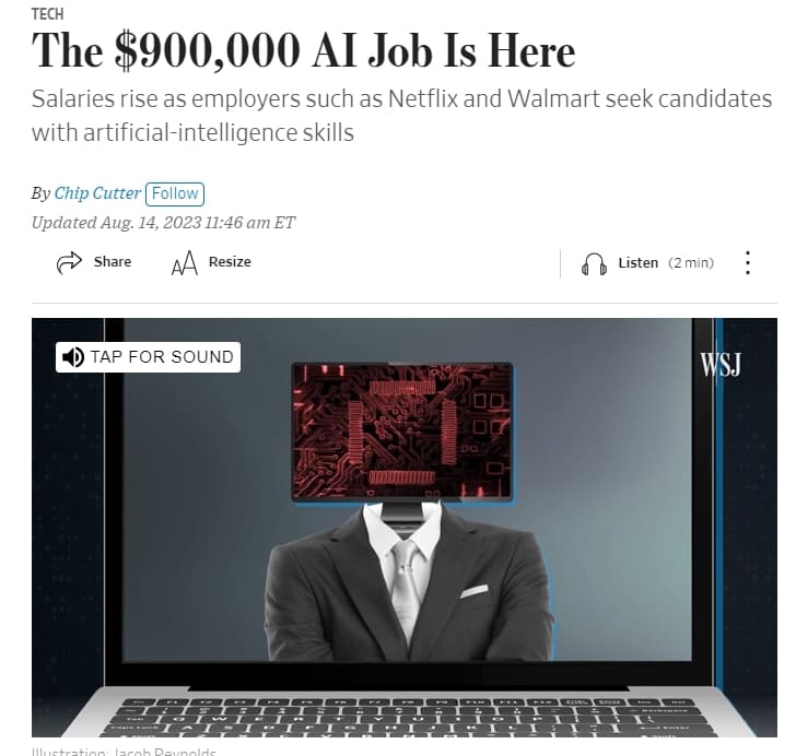이제 OO 직업이 대세...연봉 급증 추세 The $900&#44;000 AI Job Is Here
