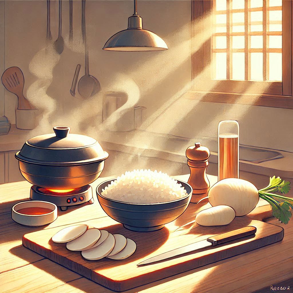 따뜻한 밥에 무생채