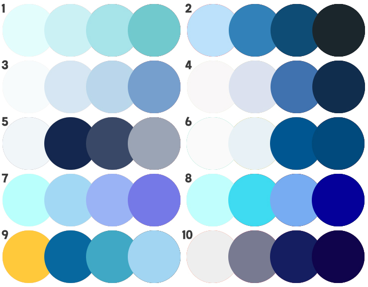 블루 파란색 계열 어울리는 색 조합