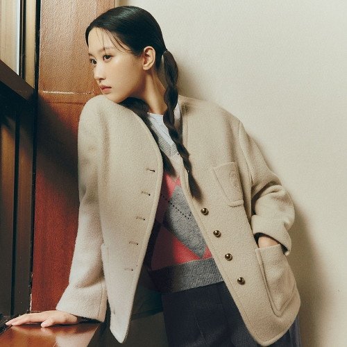 온앤온 브이넥 노카라 부클 자켓 NEW2WJA36