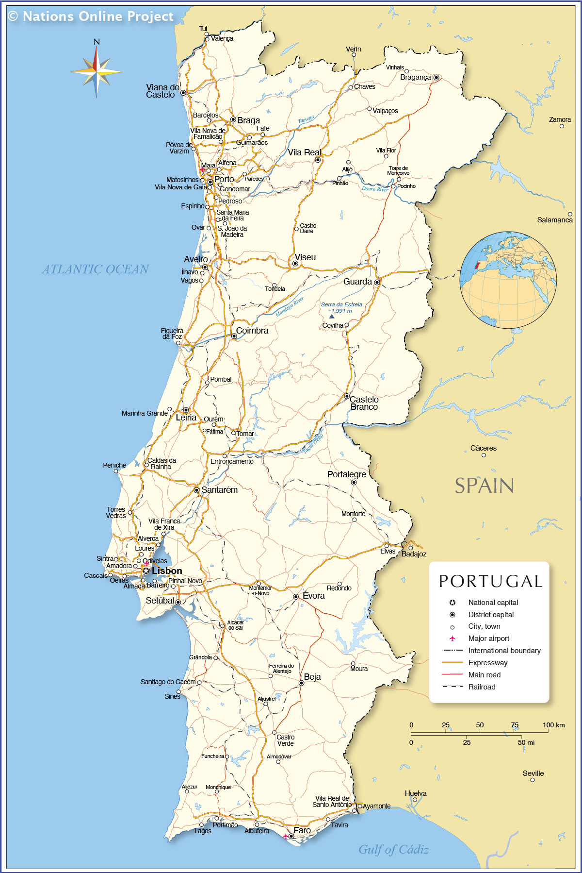 남유럽 포르투갈 지도