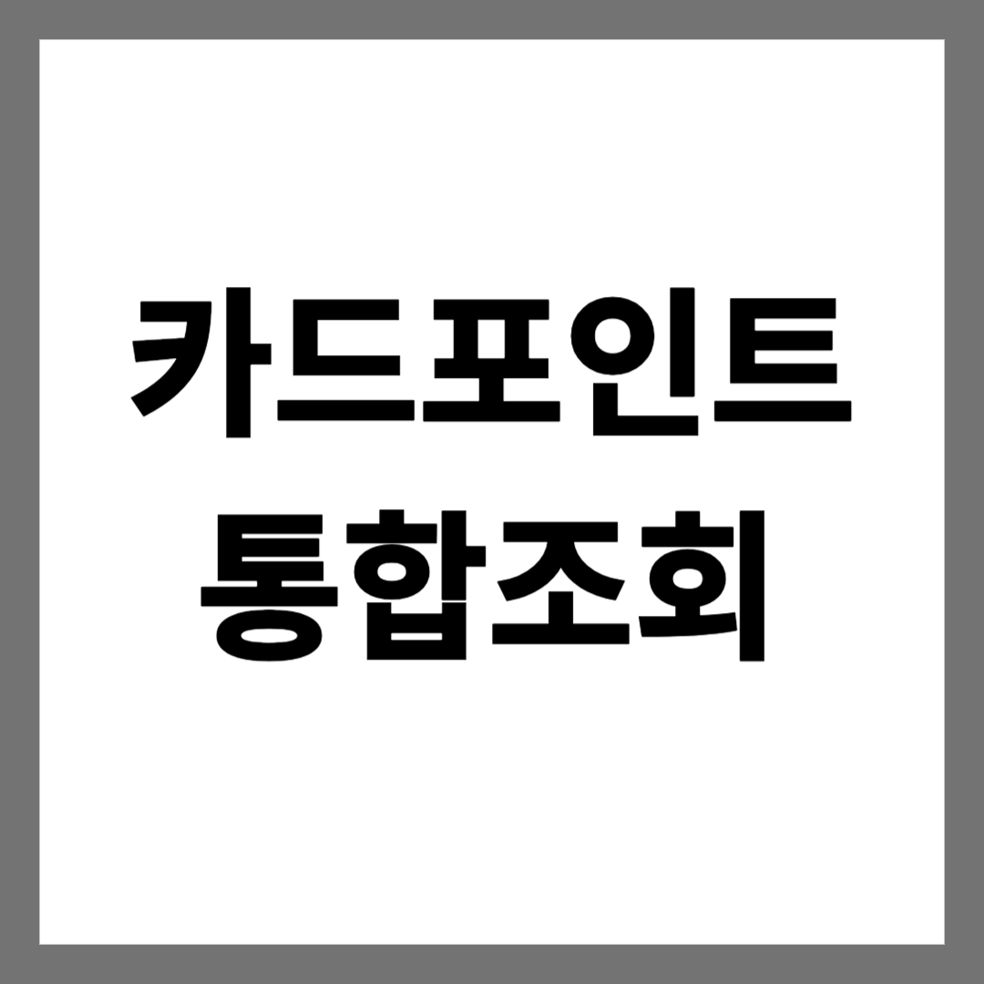  카드포인트 통합조회 서비스 활용법 - 최신