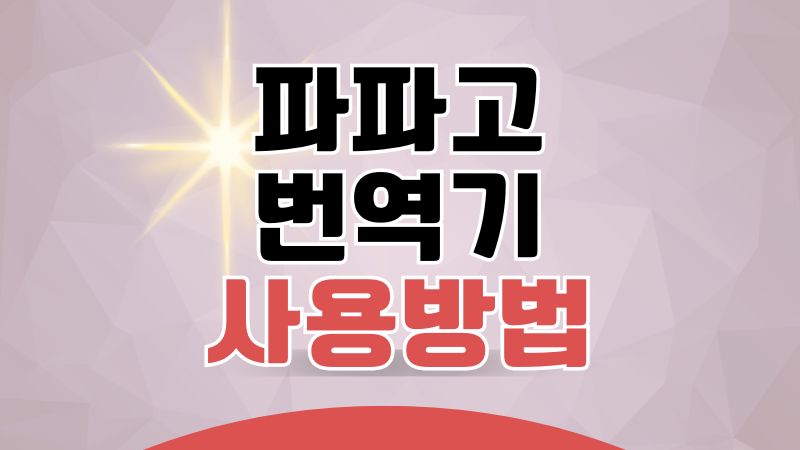 파파고 번역기 사용방법