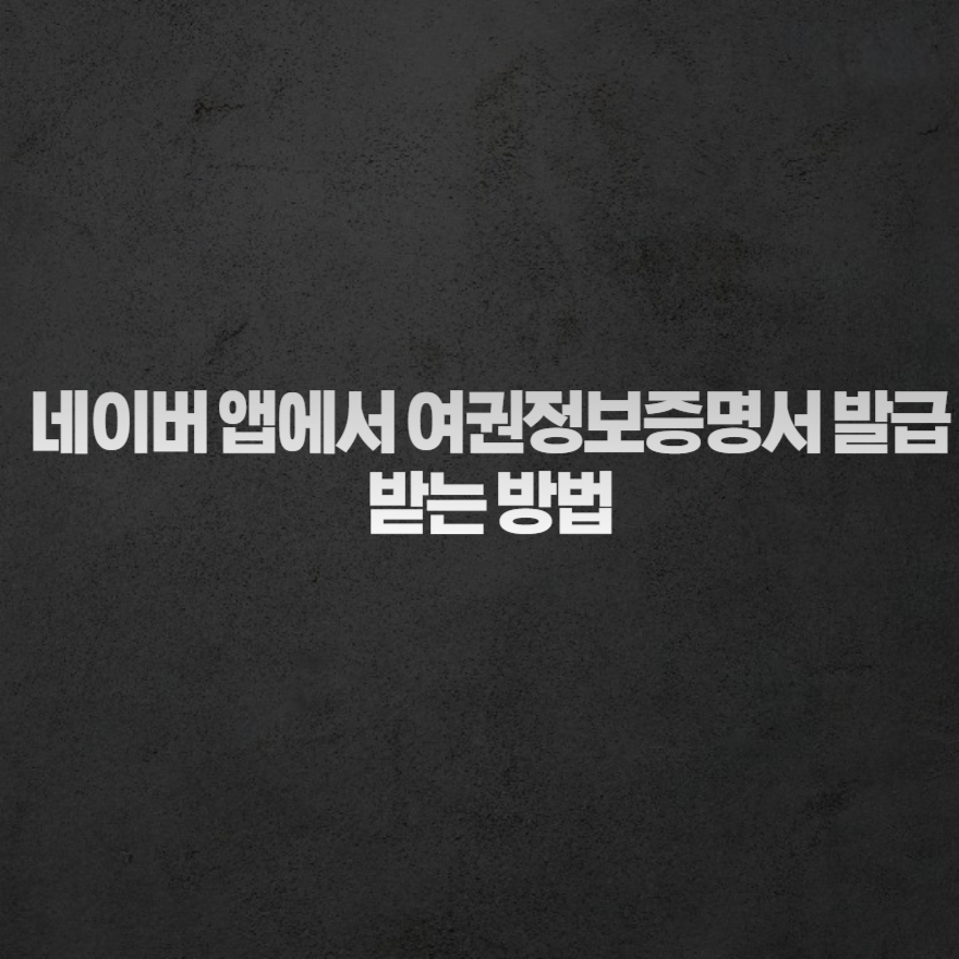 네이버 앱에서 여권정보증명서 발급받는 방법 네이버 앱에서 여권정보증명서 발급받는 방법