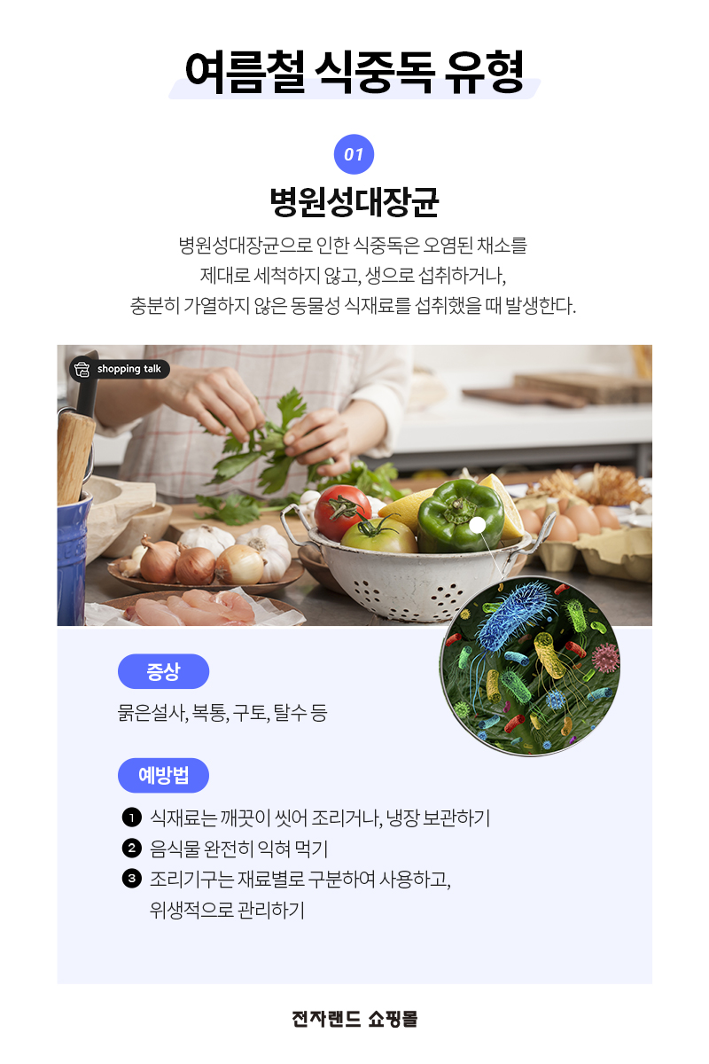  여름철 식중독 증상과 균 종류, 예방법, 예방교육 자료