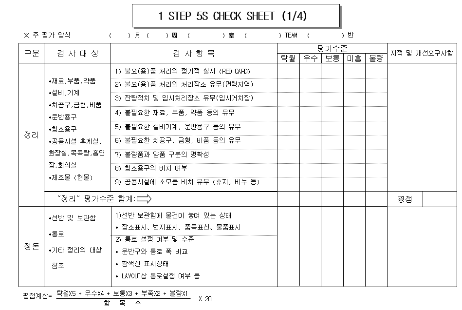  3정5S 평가시트