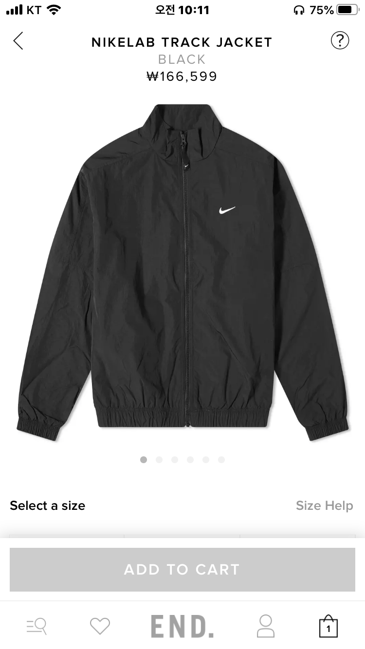  나이키 NRG 트랙 자켓 ( NIKE NRG TRACK JACKET BLACK ) 리스탁 풀사이즈 - END clothing 직구