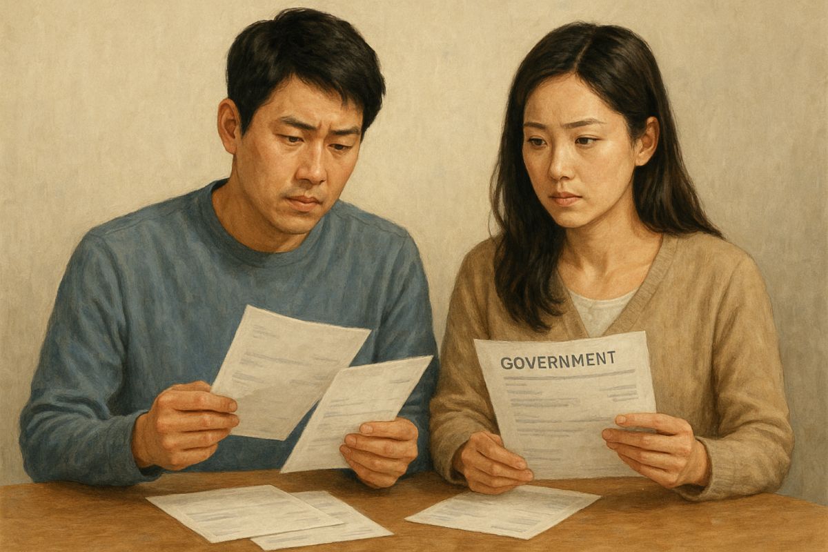 고지서 비교하는 부부