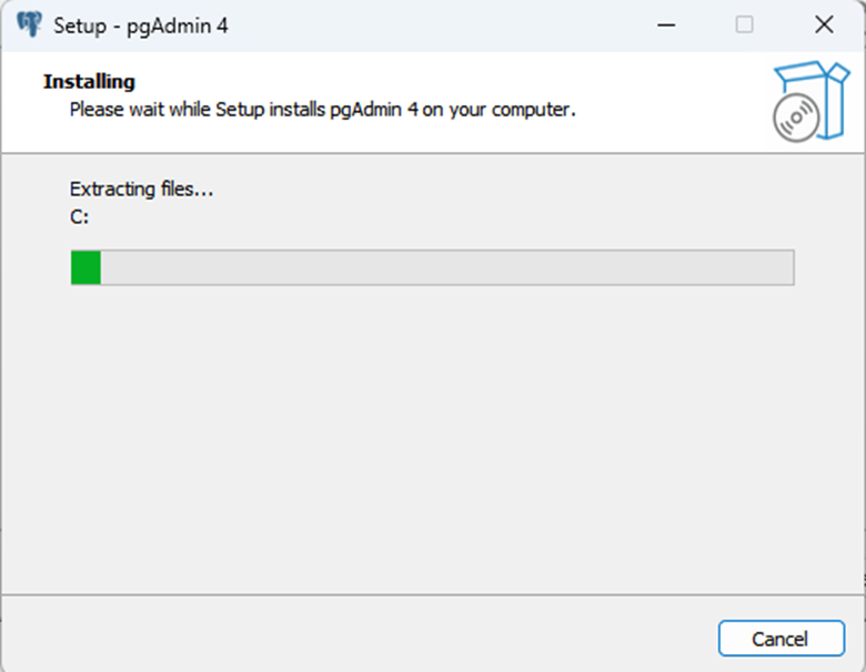 pgAdmin 4 설치 진행화면