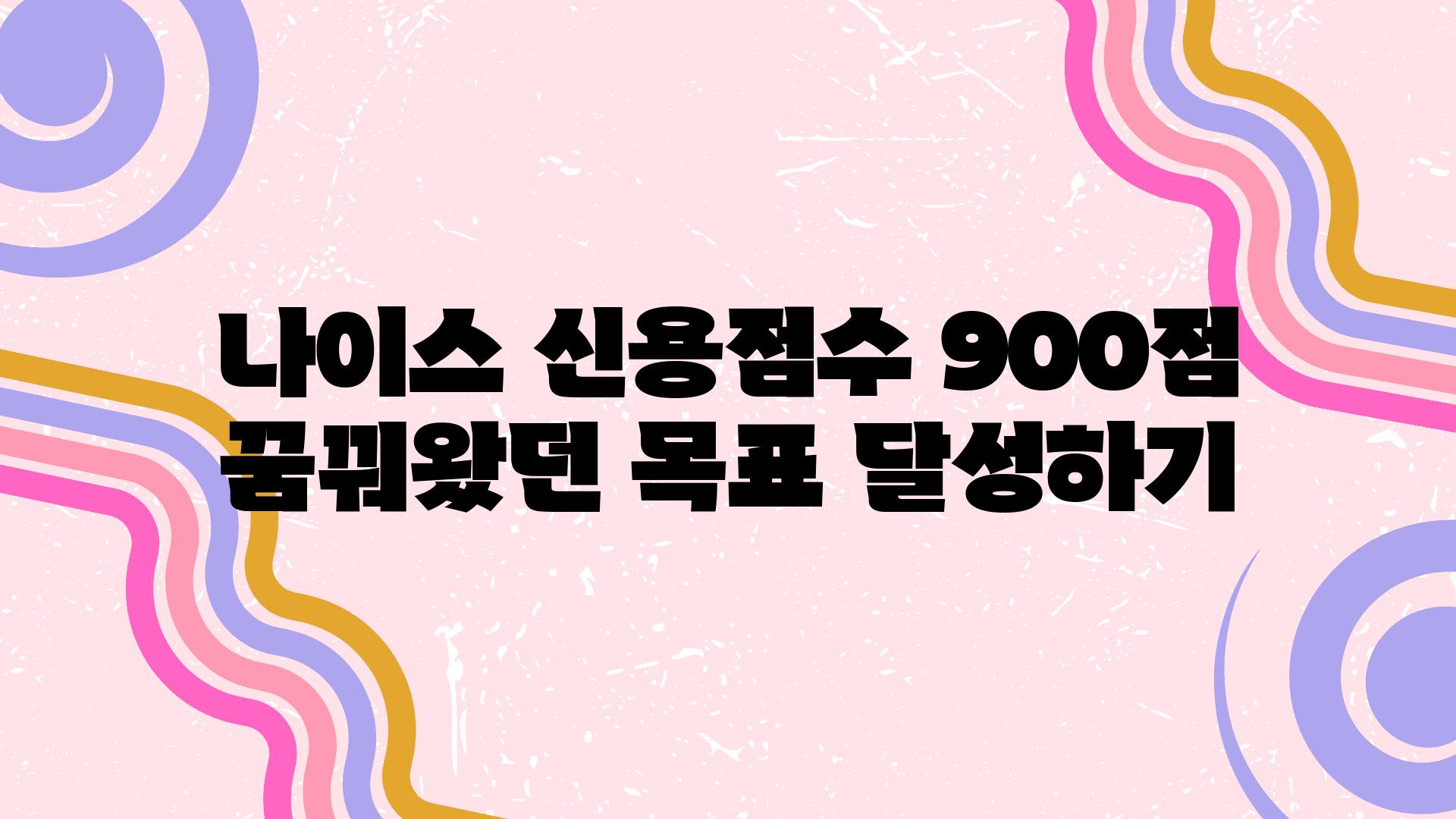 나이스 신용점수 900점 꿈꿔왔던 목표 달성하기