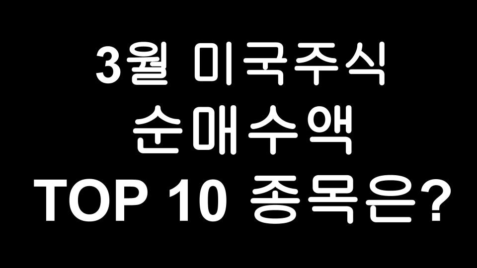  3월 미국주식 국내 순매수액 상위 10위 종목은? 서학개미들은 어떤 기업들을 사들였을까?