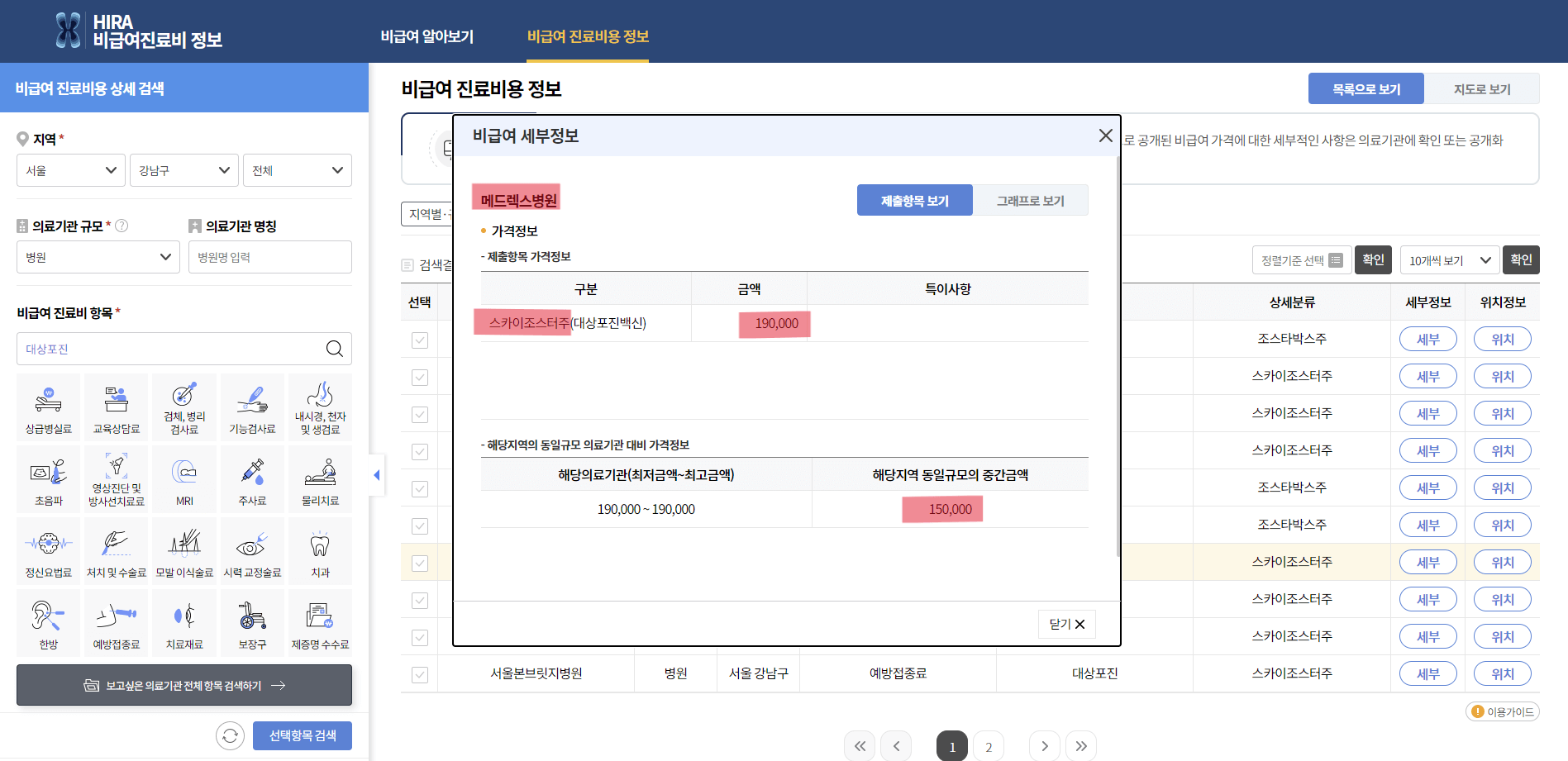 대상포진 예방접종 가격비교