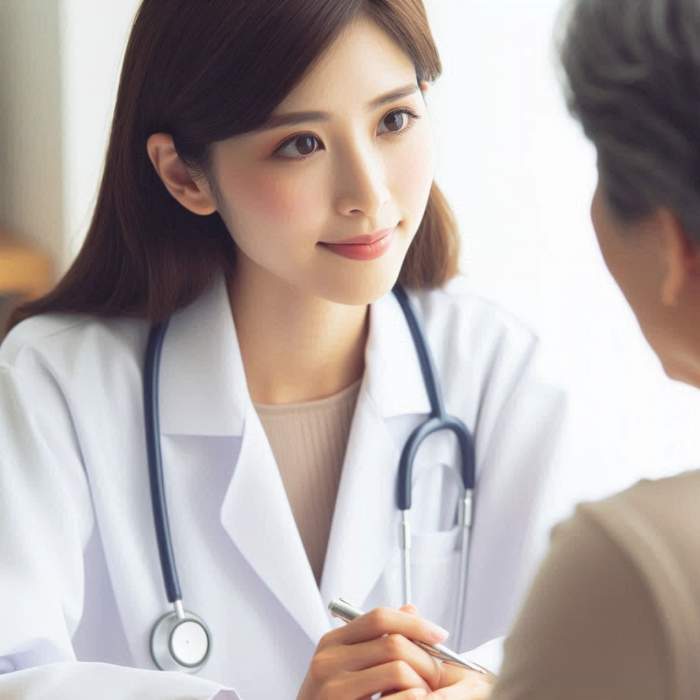 &quot;A doctor talking to a patient in a professional setting, showing empathy and care&quot;