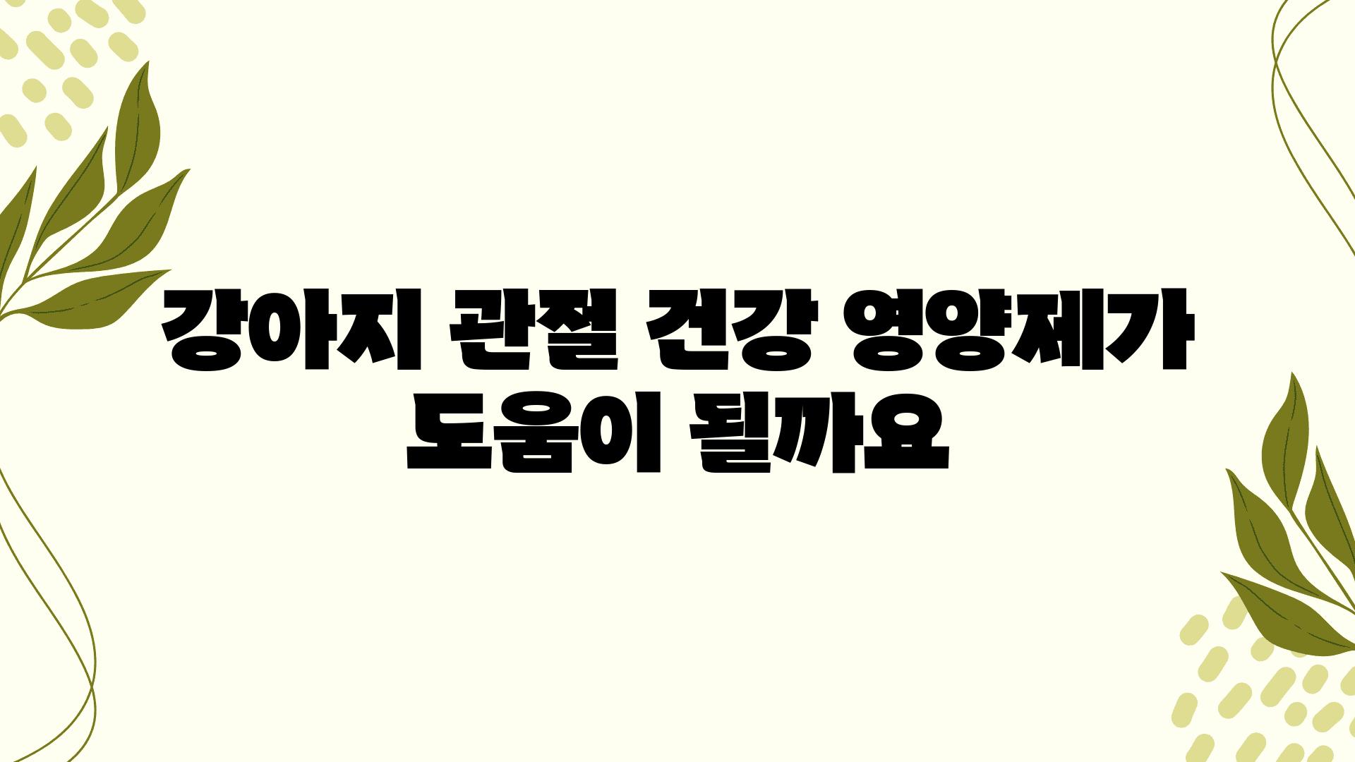 강아지 관절 건강 영양제가 도움이 될까요