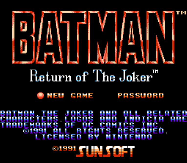  NES ROMS - Batman Return of the Joker (EUROPE / 유럽판 롬파일 다운로드)