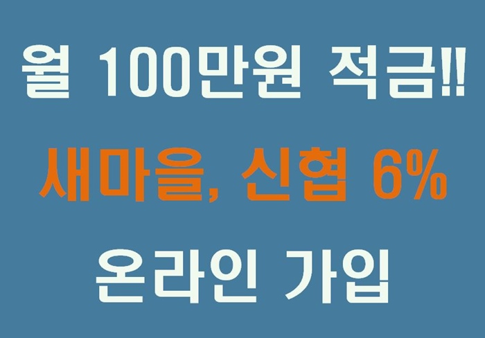 월 100만원 적금은 새마을금고&#44; 신협 온라인 가입으로 사각문구