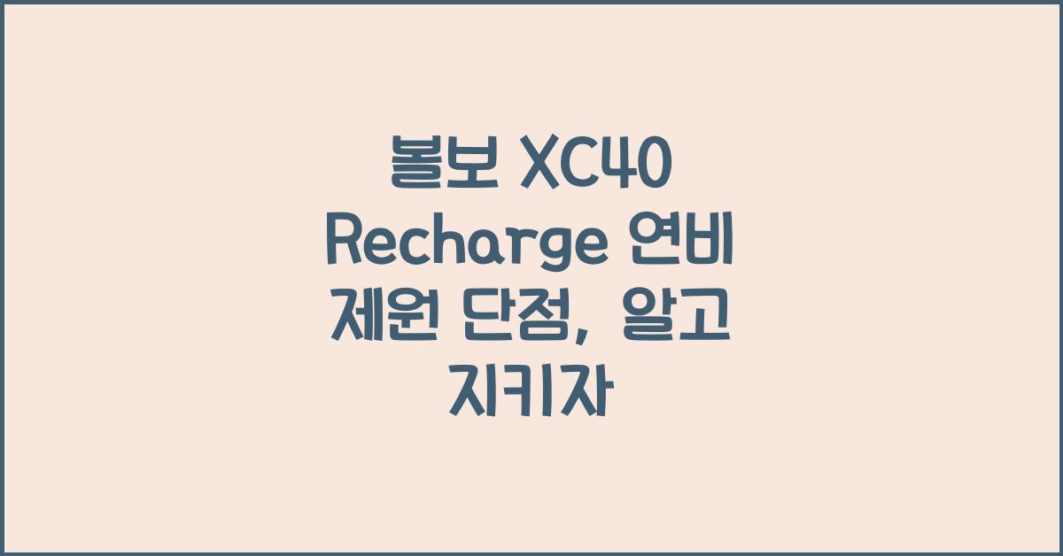 볼보 XC40 Recharge 연비 제원 단점