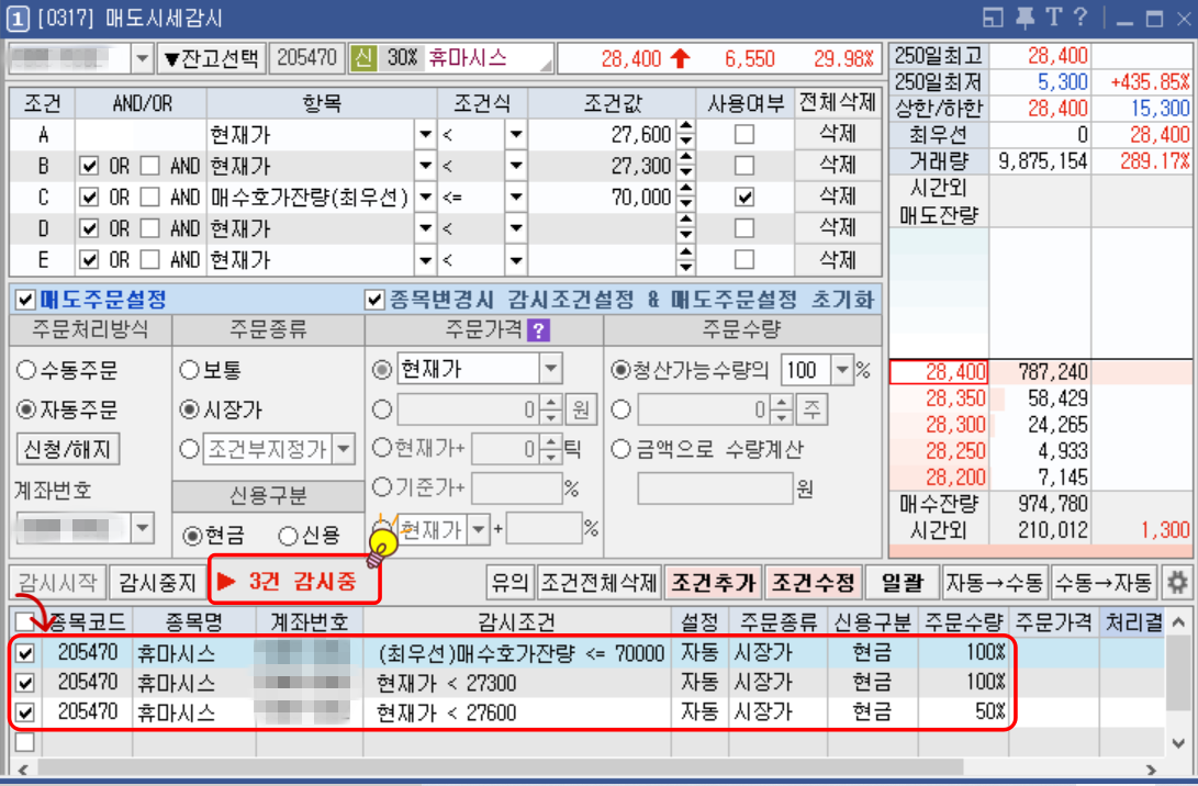 매도시세감시 설정완료