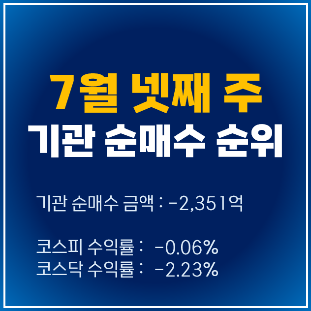  7월 4주차 기관 투자자 순매수 상위 주식