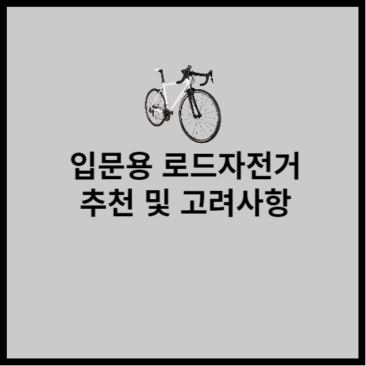 입문용 로드 자전거 추천 및 고려사항