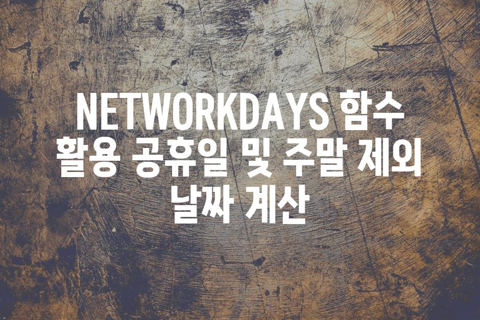 NETWORKDAYS 함수 활용 공휴일 및 주말 제외 날짜 계산