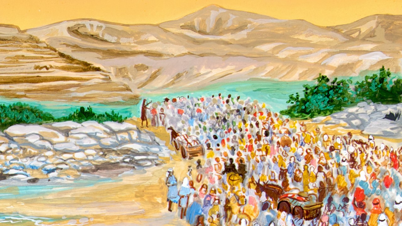 이스라엘 백성들이 요단강을 건너는 장면