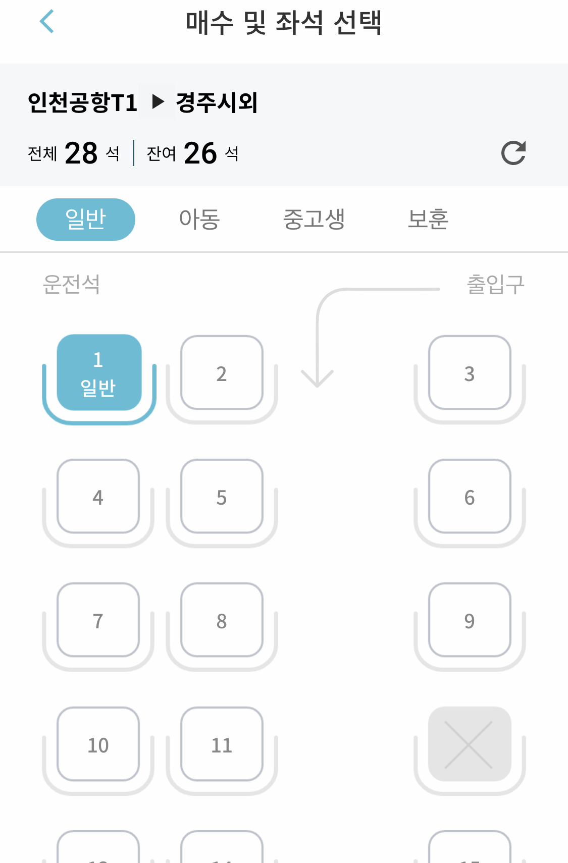리무진 버스에서 앉을 자리 선택