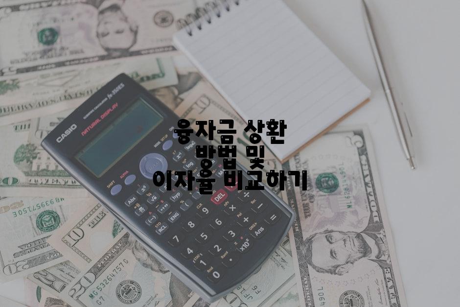 융자금 상환 방법 및 이자율 비교하기