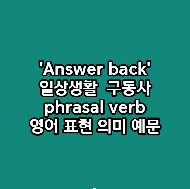 &#39;Answer back&#39; 일상생활 자주 사용하는 구동사 phrasal verb 영어 표현 의미 예문