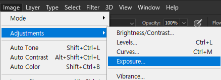 image &gt; Adjustments &gt; Exposure