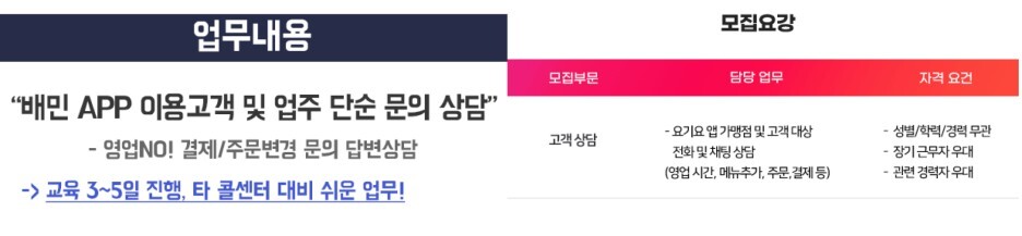 배달의 민족 / 요기요 채용공고 모집요강