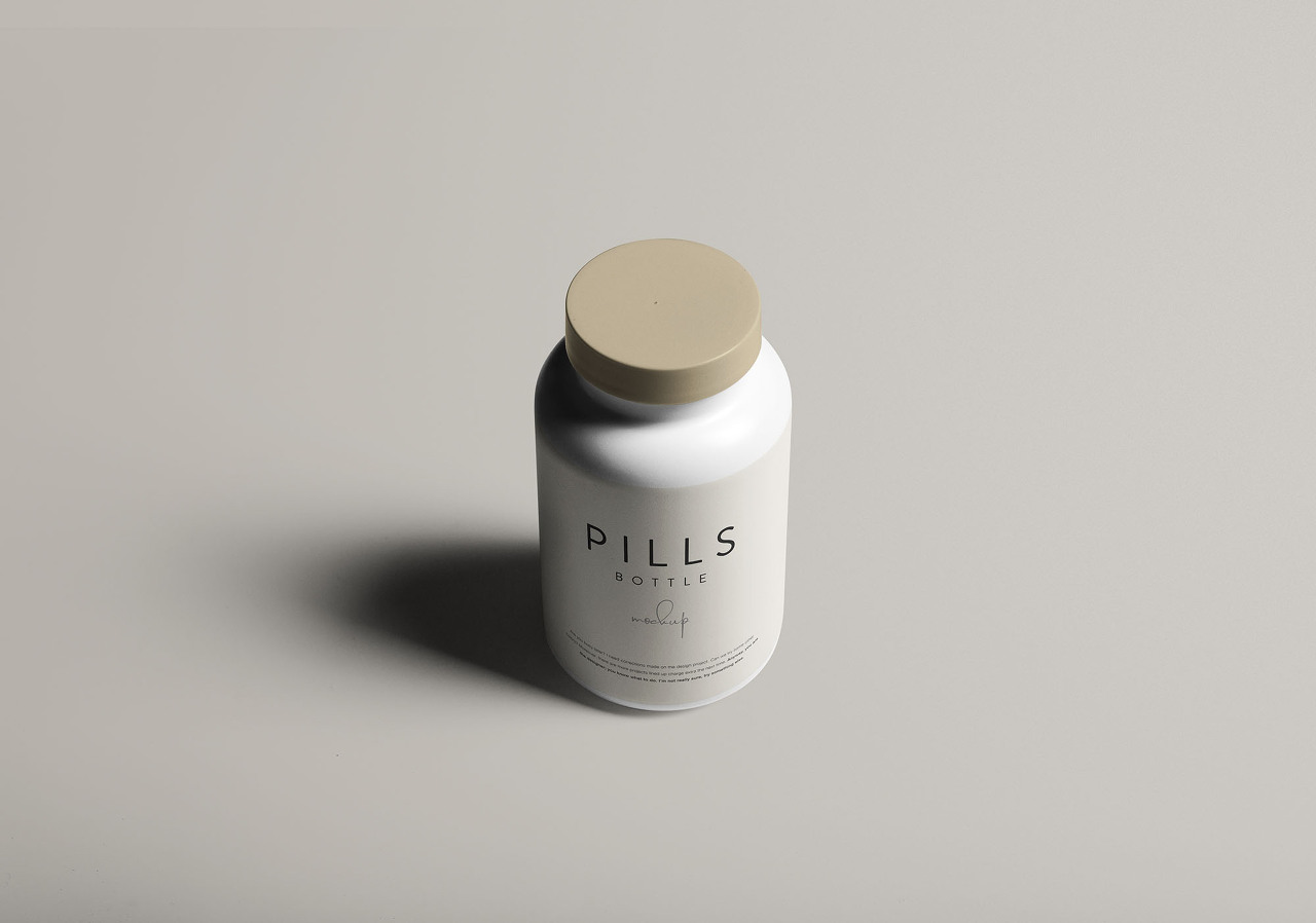 Realistic Pills Bottle Mockup(현실적인 알약 용기 목업)