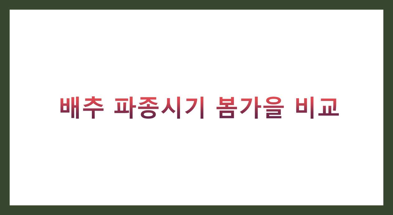 배추 파종시기 봄가을