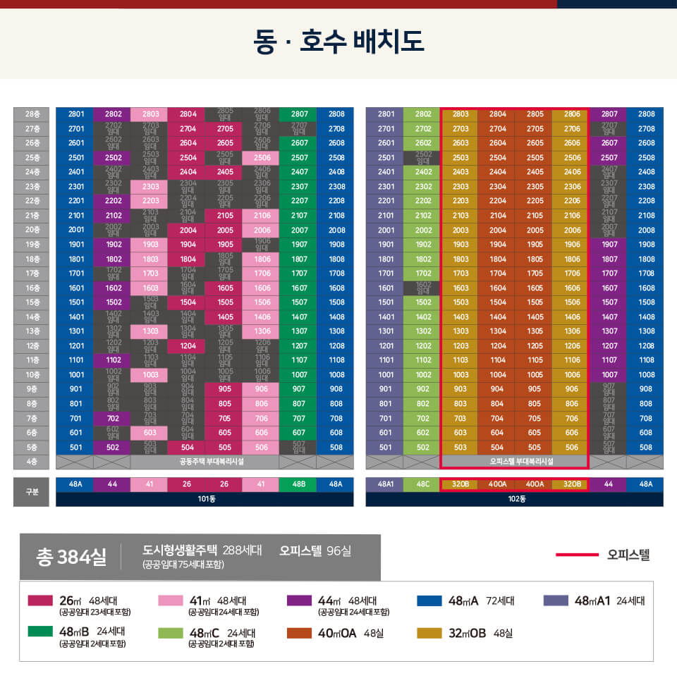 힐스테이트 청량리 메트로블 도시형생활주택 동호수배치도