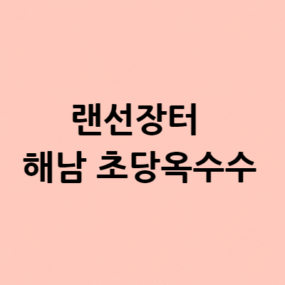  랜선장터 해남 초당옥수수 특산물 구매 촬영장소 위치 어디?