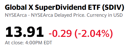 SDIV ETF 이름 안내, 주가 사진