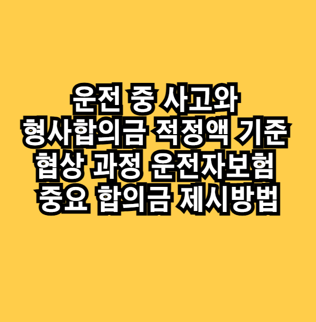 운전중사고형사합의금적정액기준