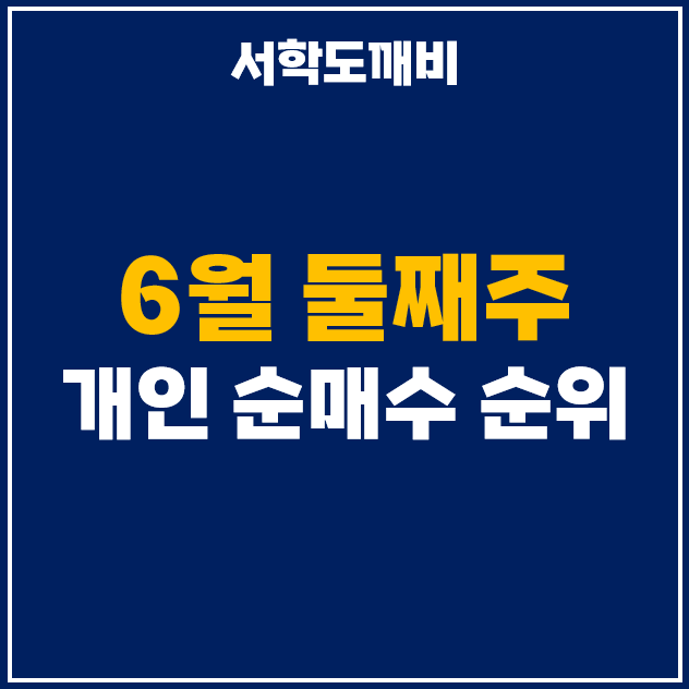  6월 둘째주 개인 순매수 상위 국내 주식