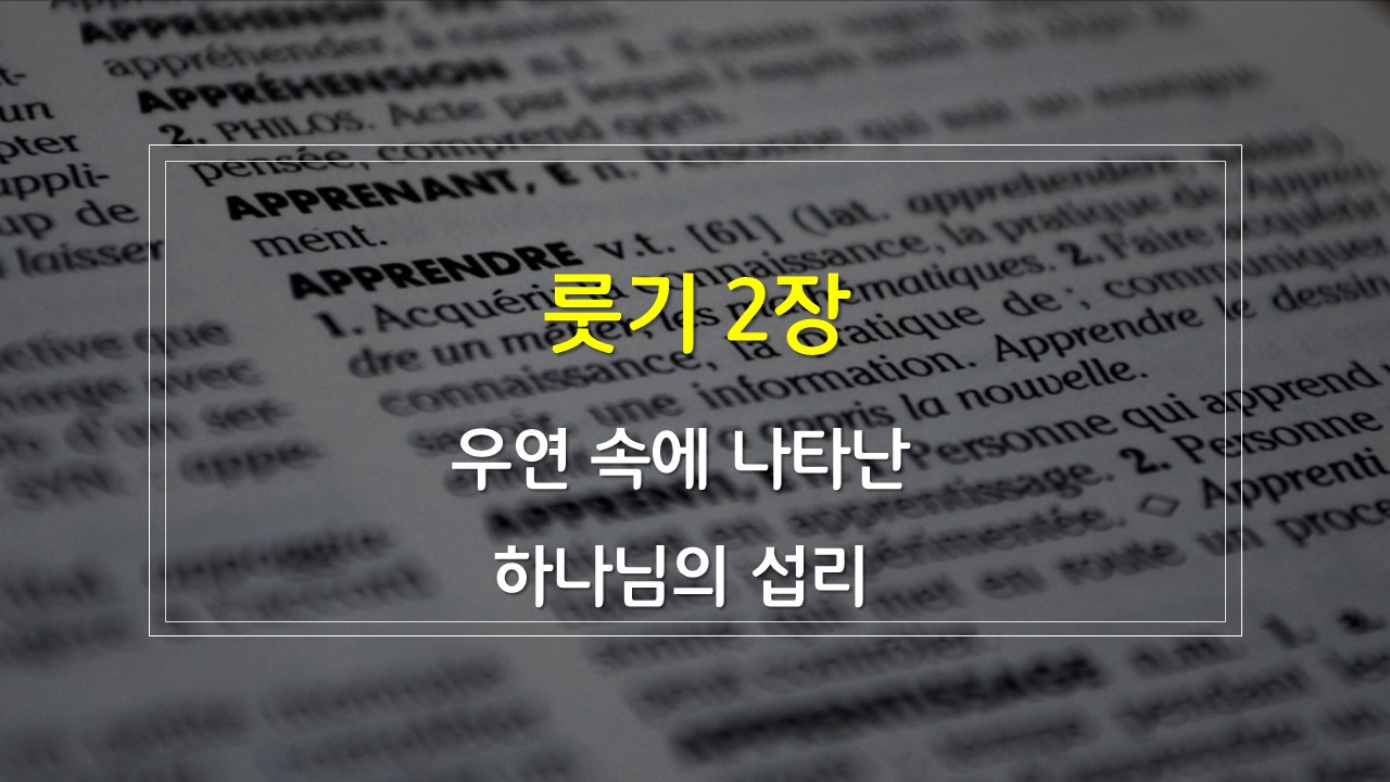 룻기 2장의 구조 새벽설교주제 해설