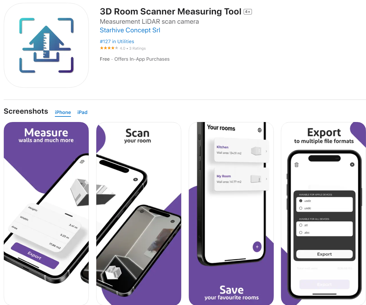 3D Room Scanner Measuring Tool (실내면적 측정)