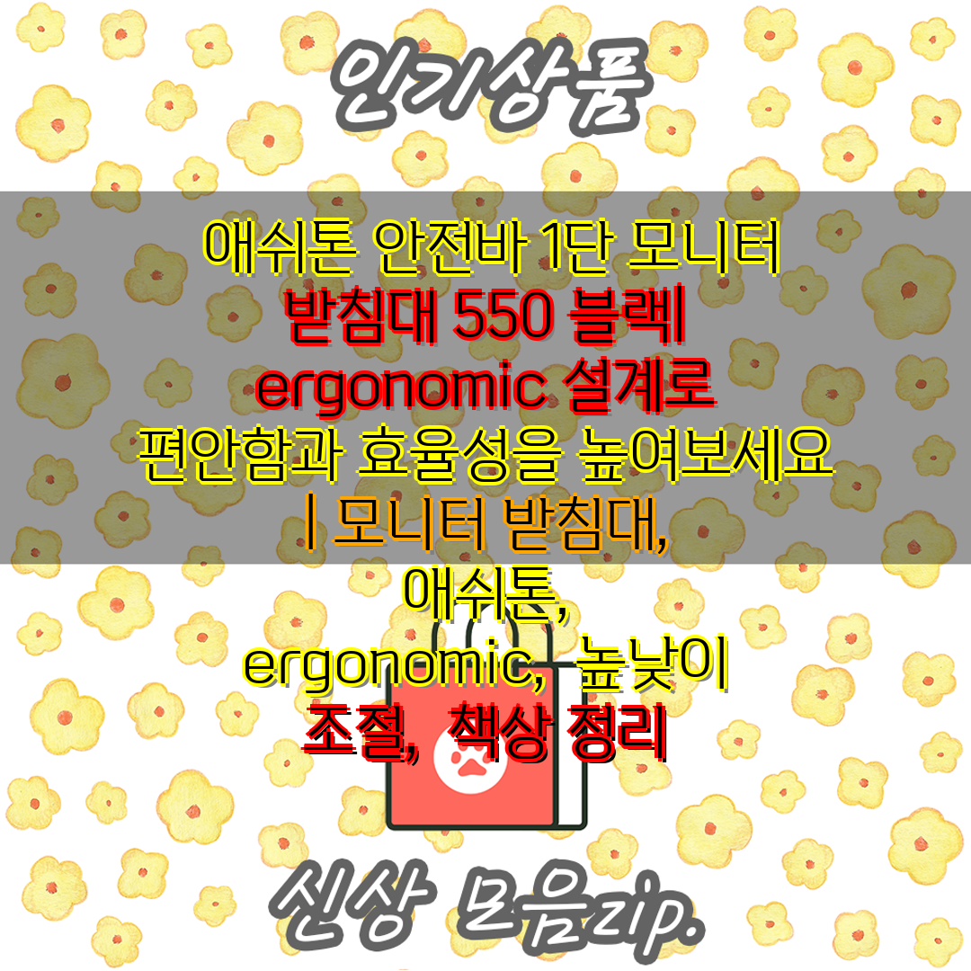  애쉬톤 안전바 1단 모니터 받침대 550 블랙  er