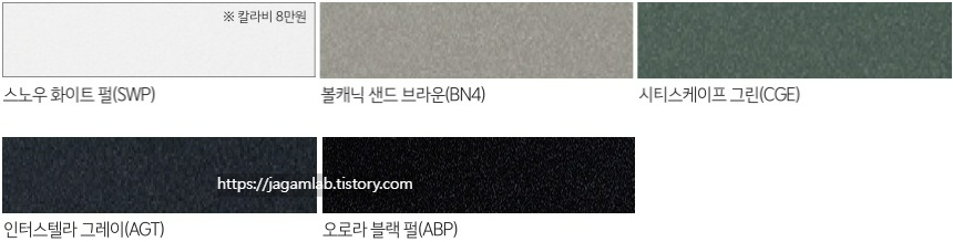 2025 쏘렌토 2.2 디젤 스노우 화이트 펄, 볼캐닉 샌드 브라운, 시티스케이프 그린, 인터스텔라 그레이, 오로라 블랙 펄 외장 컬러