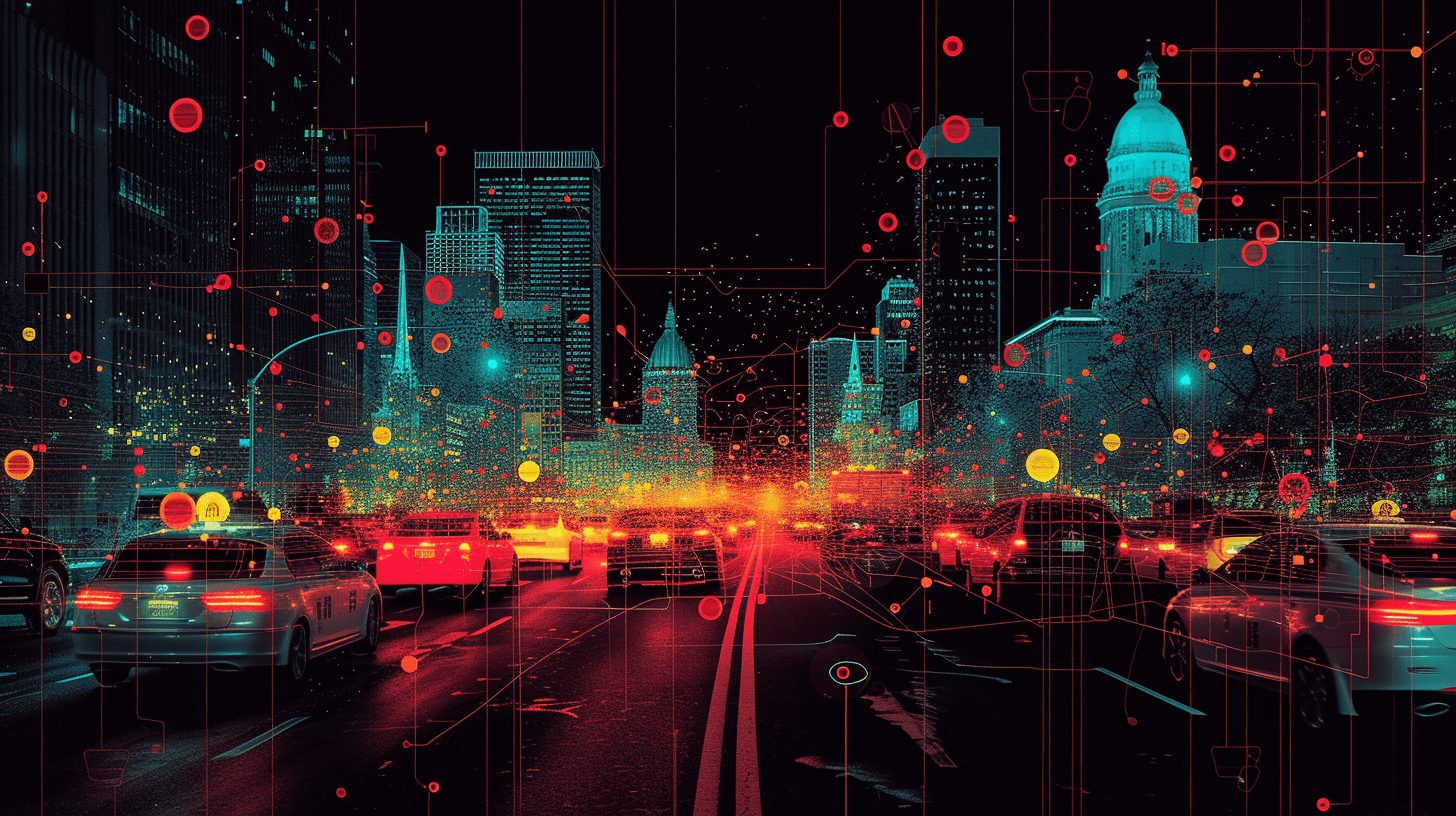 Urban-traffic-with-futuristic-data-overlay-representing-2024-Uber-stock-projections.