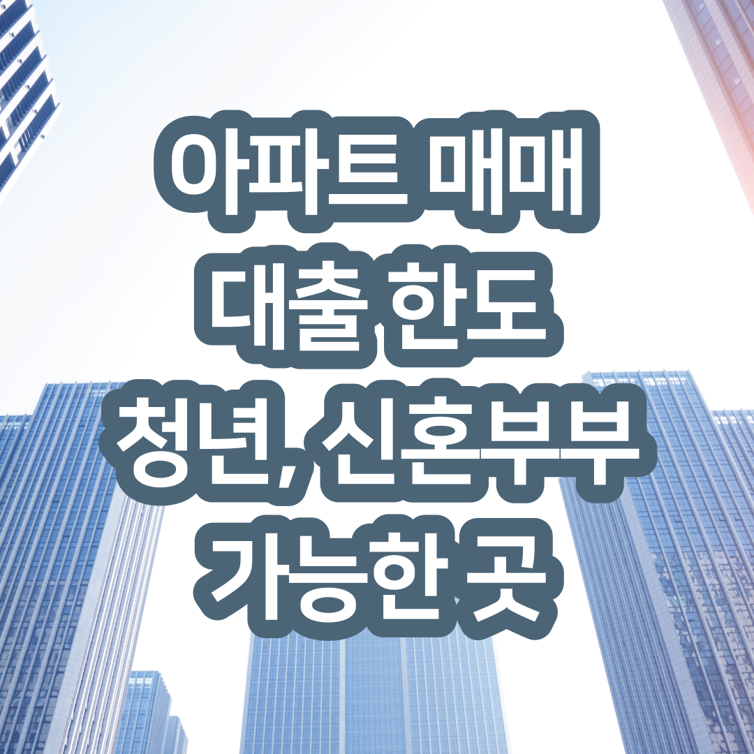  아파트 매매 대출 한도 청년, 신혼부부 가능한 곳 정리