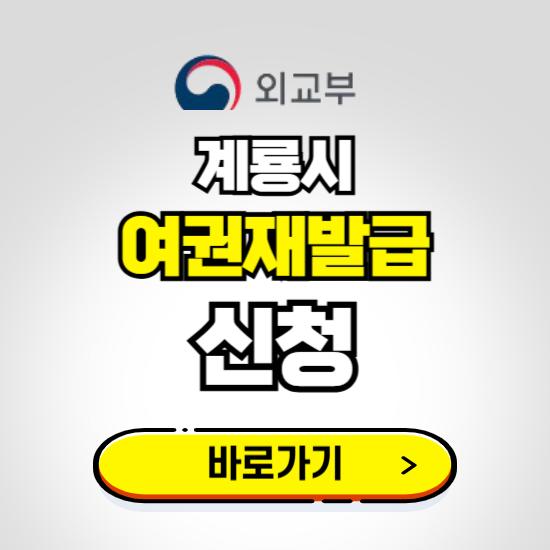 계룡시 여권 재발급 온라인 신청하기 ❘ 비용 준비물 가격 기간 보기