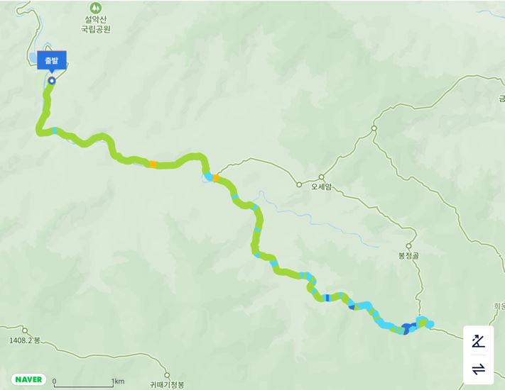 트랭글에 기록한 봉정암 산행길