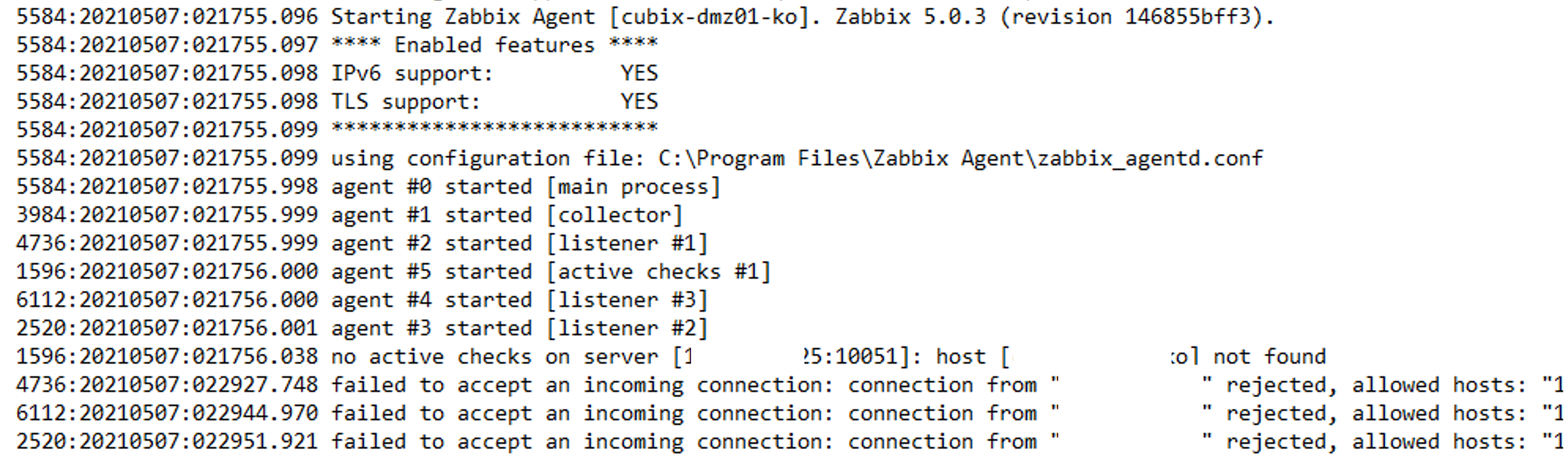 Zabbix 로그 파일