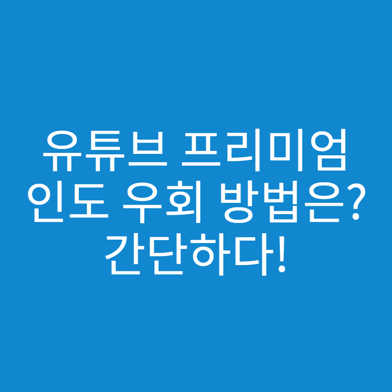  유튜브 프리미엄 인도 우회 방법